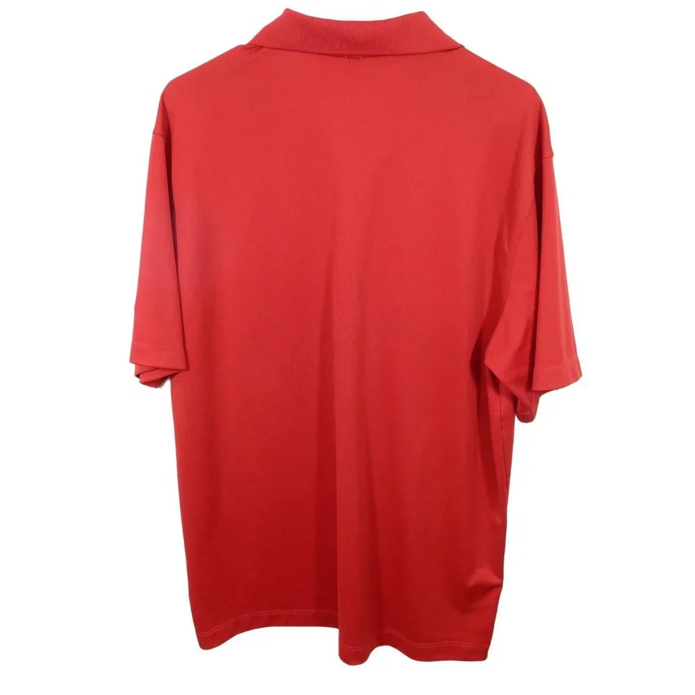 4/$25 NIKE GOLF Size L Mens Red Moisture Wicking Short Sleeve Polo Shirt - Picture 2 of 5